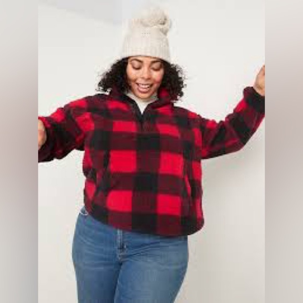 NWOT Old Navy Loose Cozy Sherpa Quarter-Zip Pullover,  Size XXL (20/22)